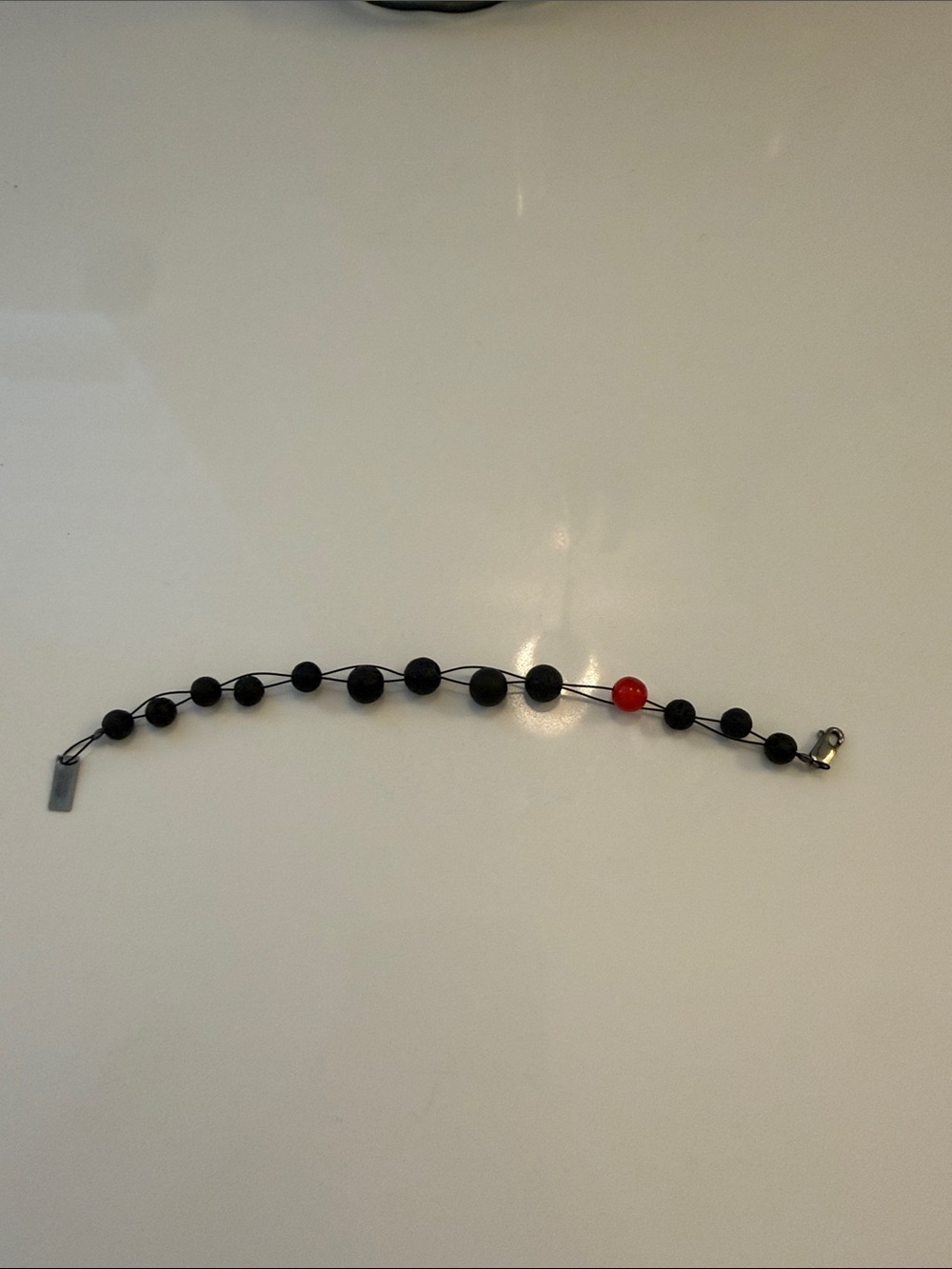 Beaded Bracelet with Single Red Accent